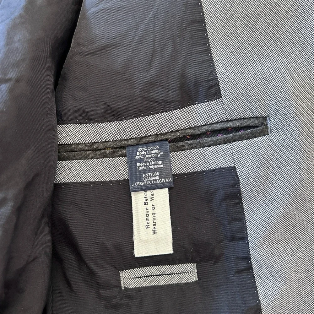 J.Crew Ludlow Men's Gray Blazer Size‎ 36R Gray Tessuti Carpini Jacket Preppy